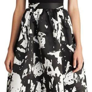 Anthropologie a-line black and white abstract print skirt